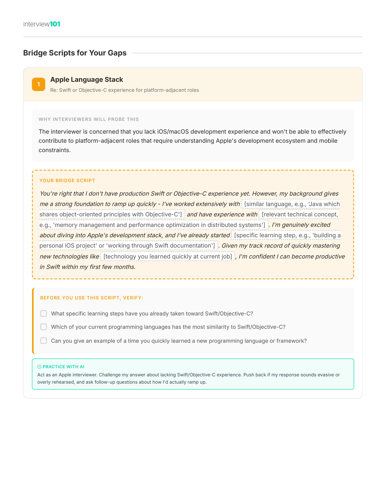 Your Gap Script — Apple TPM interview report