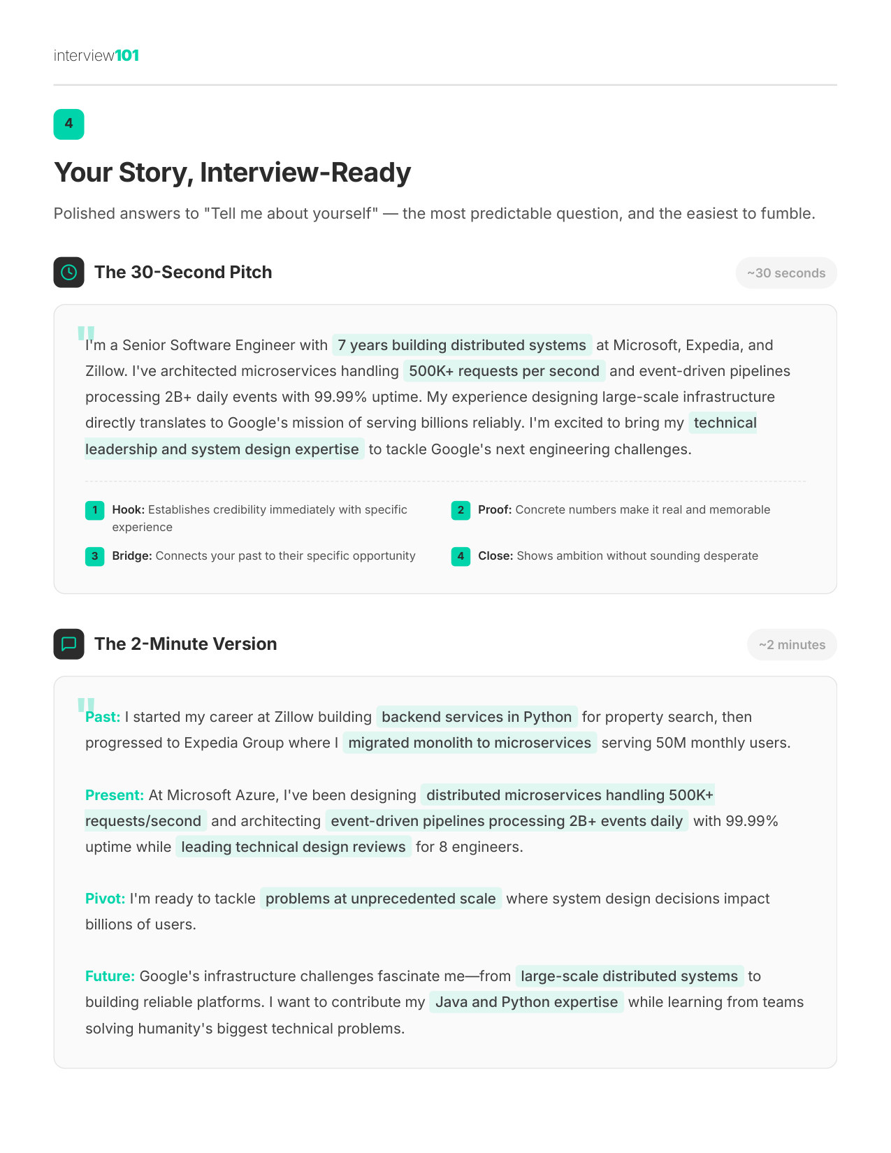 Your 2-Minute Pitch — Google TPM interview report