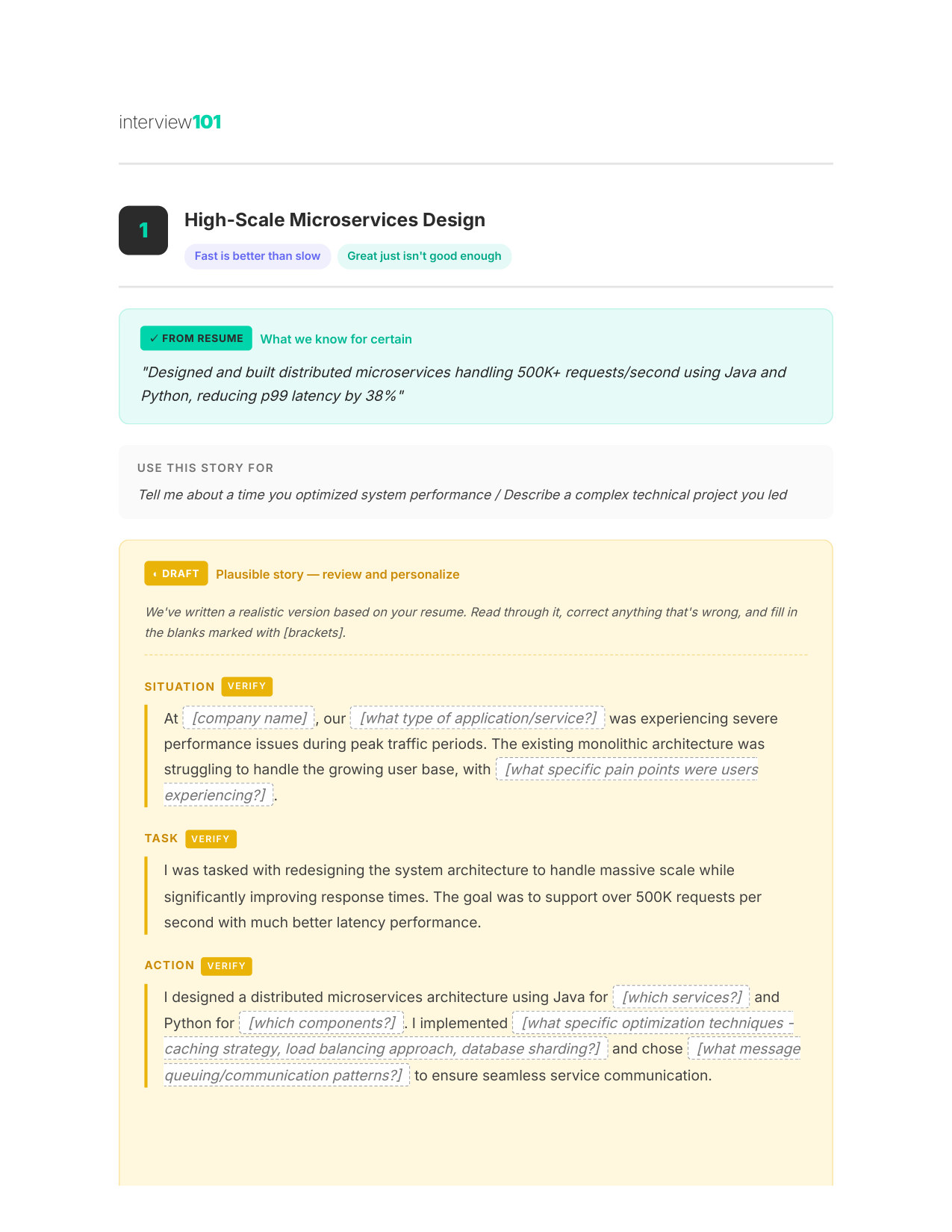 Your STAR Story (Page 1) — Google TPM interview report