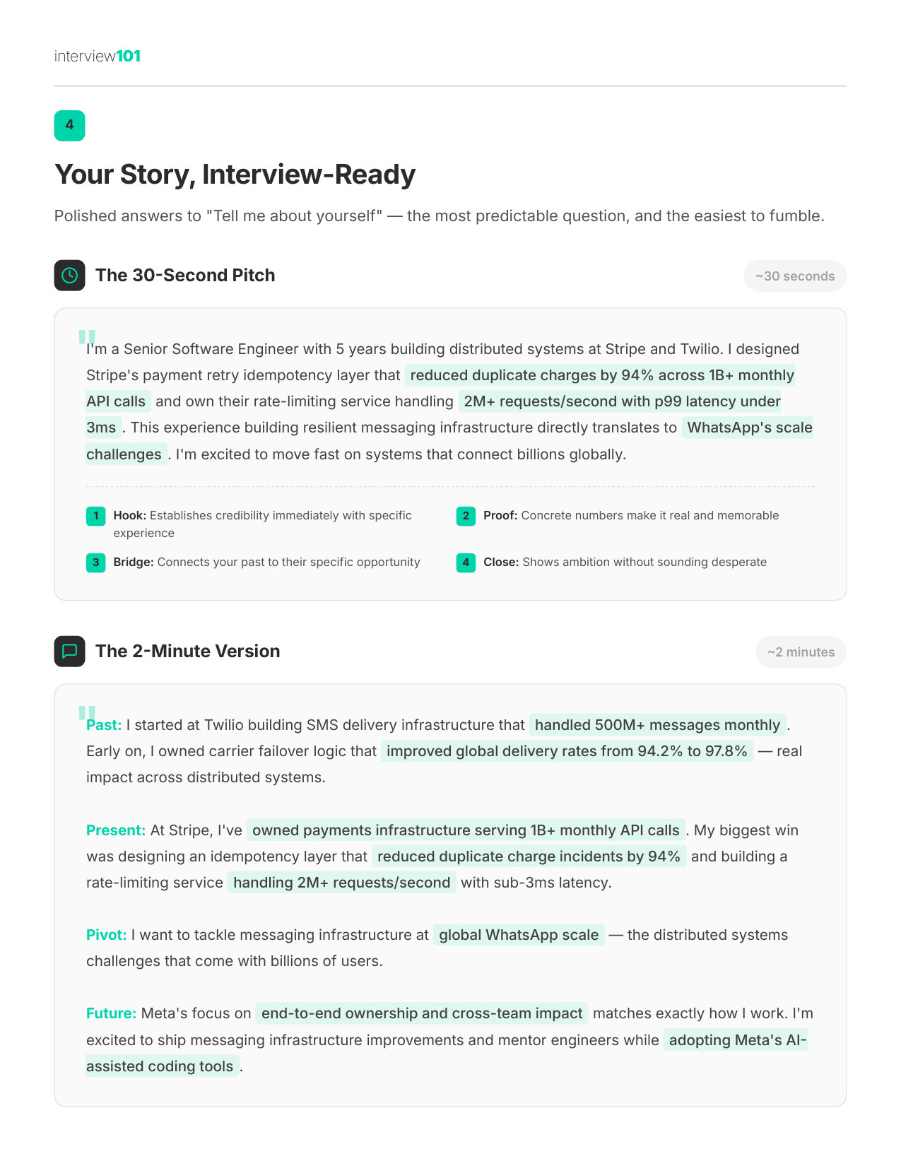 Your 2-Minute Pitch — Meta MLE interview report