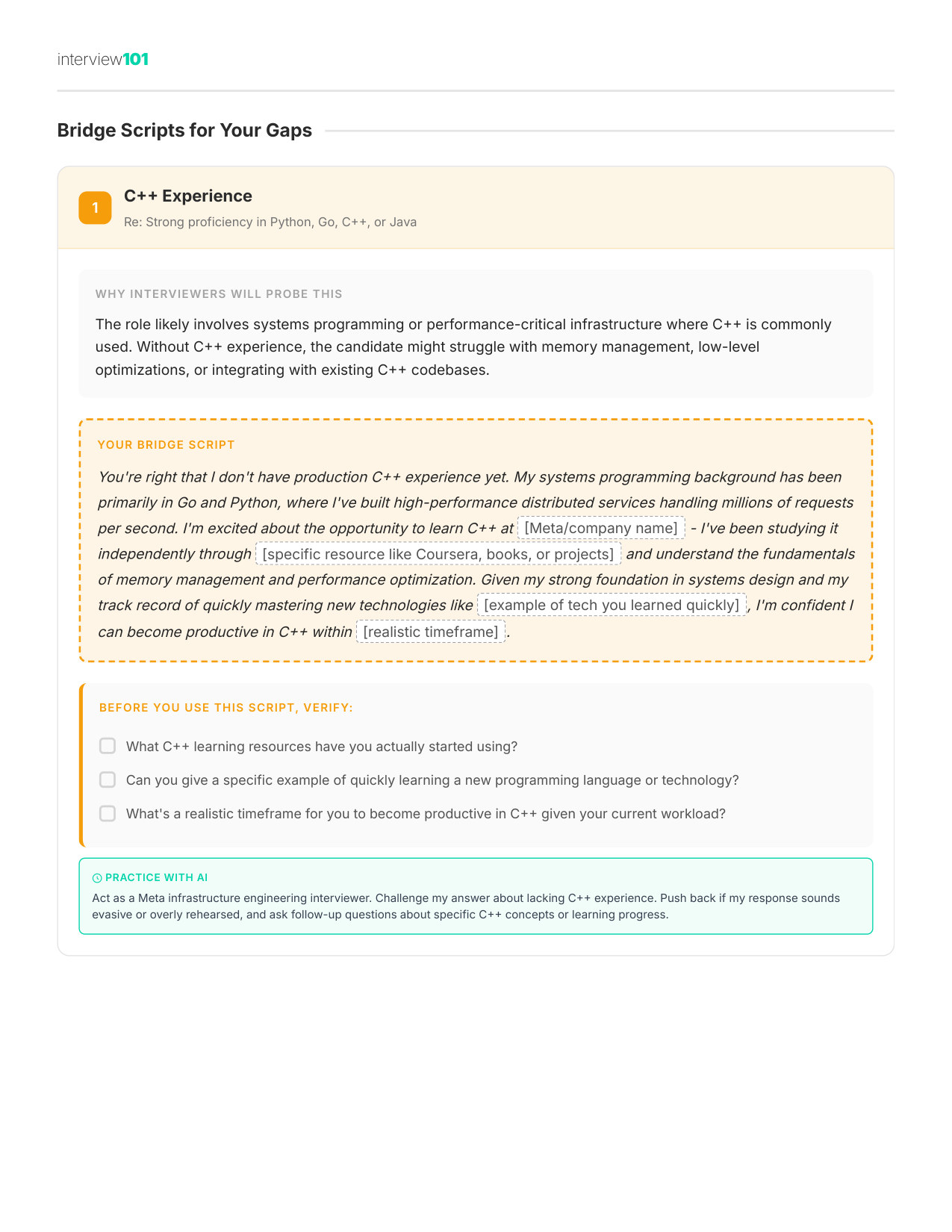 Your Gap Script — Meta MLE interview report